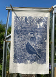 Organic cotton Blackbird Tea towel by Lou Tonkin